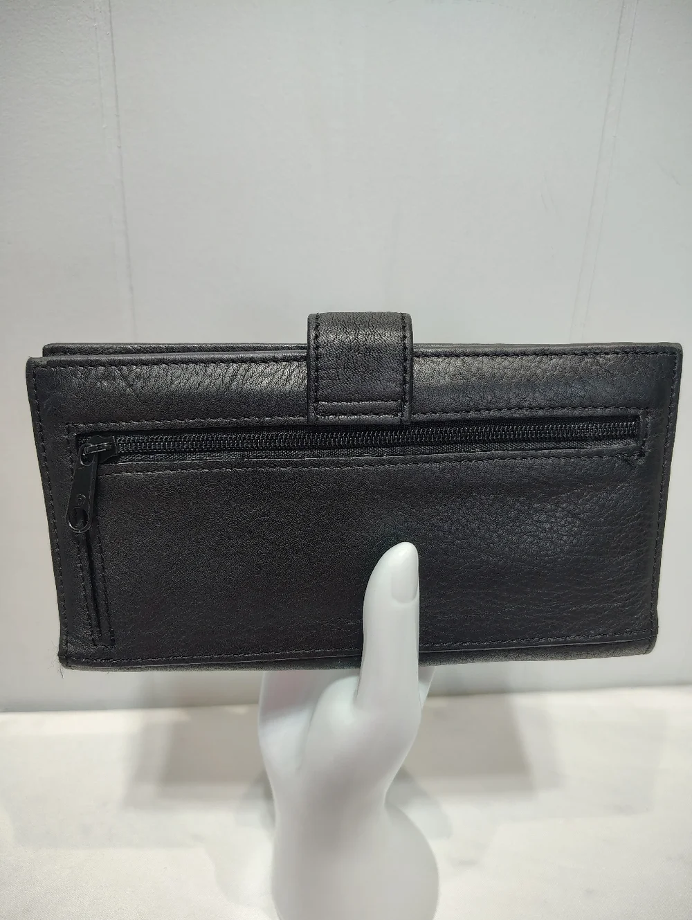 Fossil Black Leather Checkbook Wallet Bifold Clutch Leather Pebbled Vintage
